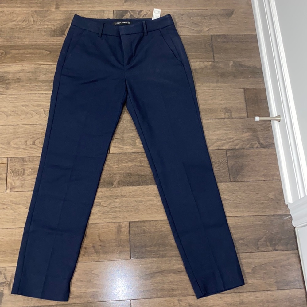 Zara Navy Blue Straight Trousers Pants XS